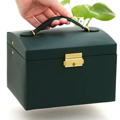 Multi Functional Three Layer Leather Jewelry Box